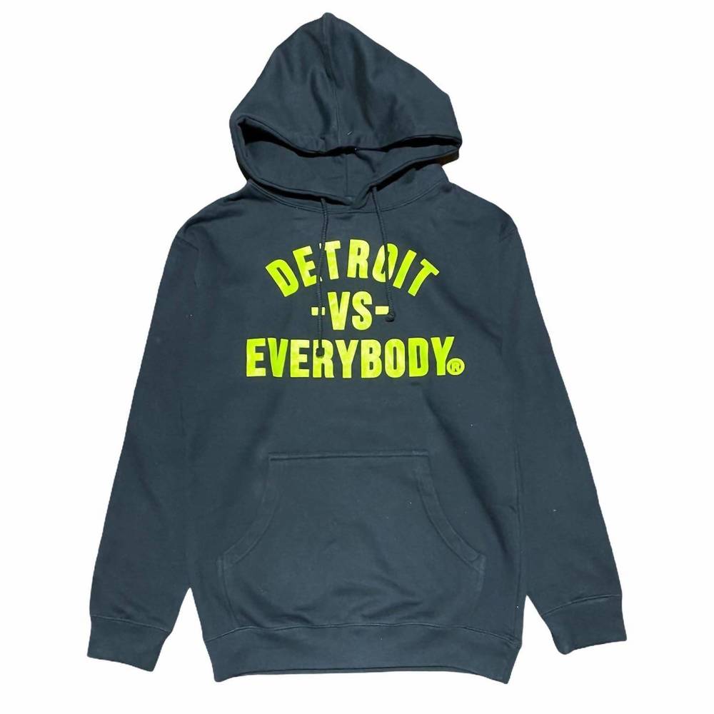 NEW VS EVERYBODY men's detroit hoodie in black/neon green